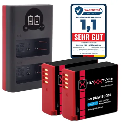 2X DMW-BLG10E BLG10 Akku + Dual LCD Ladegerät – Panasonic