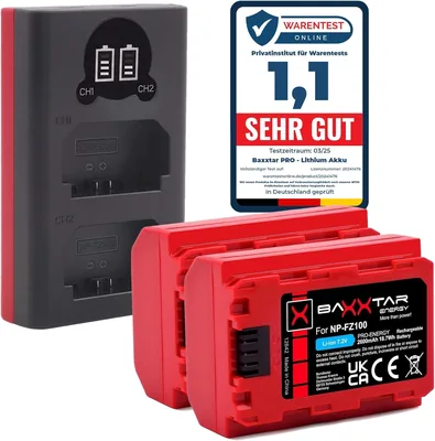 2X NP-FZ100 Akku 2600mAh + Dual LCD USB-C Ladegerät