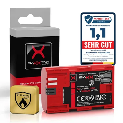 MaxProtect LP-E6NH Akku 2600mAh NTC-Sensor V1 Schutzgehäuse