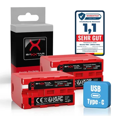 PRO PD NP-F970 Akku 2X 10500mAh 10A mit USB-C PD 20W