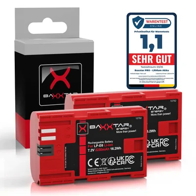 2X LP-E6 Akku 2250mAh 16,2Wh 7,2V – Canon EOS 5D Mark II/III/IV