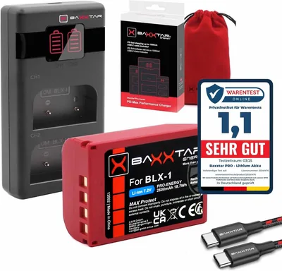 BLX-1 Akku 2400mAh + USB-C PD-Ladegerät