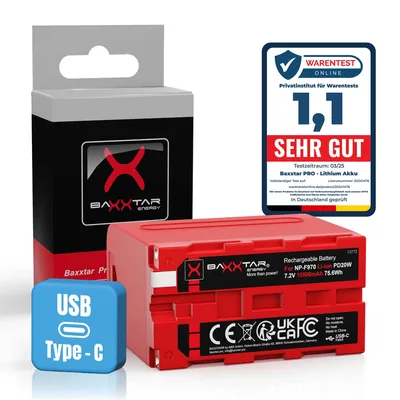 PRO PD NP-F970 Akku 10500mAh 10A mit USB-C PD 20W