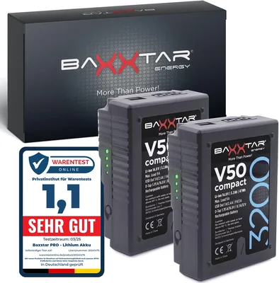2X V-Mount Akku V50 compact III (47Wh/322g) LG Cells – 3200mAh